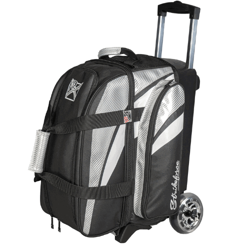 KR Strikeforce Cruiser Lux Double Roller Silver Bowling Bag - Premium Bowling Gear for Travel & League Play - Durable & Stylish Bowling Accessories for Men & Women