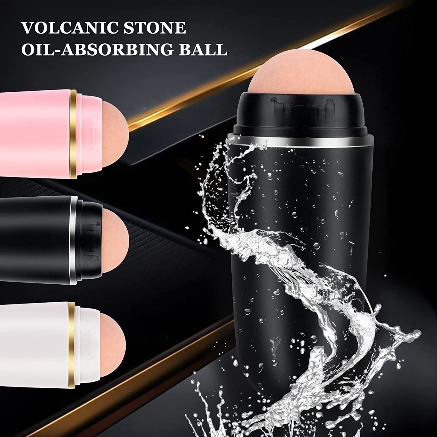 Oil Control Face Roller - Double Headed Volcanic Stone Roller for Oily Skin, Portable & Reusable Oil Absorbing Beauty Tool - Perfect for Daily Skincare, Travel & On-the-Go Makeup Touch Ups