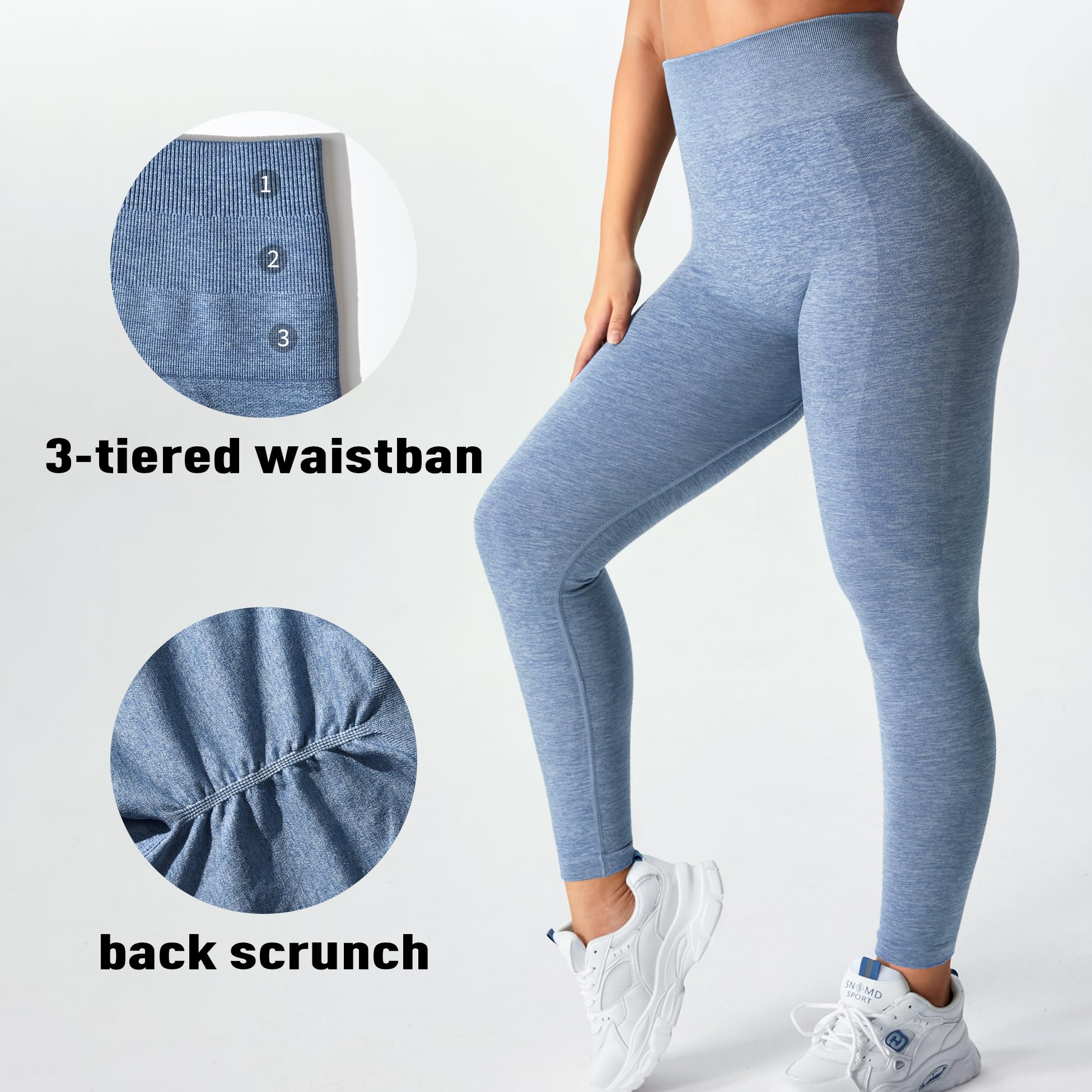 YEOREO Women's Seamless Scrunch Butt Lifting Leggings - High Waisted Gym Yoga Workout Athletic Pants for Running, Training & Everyday Wear