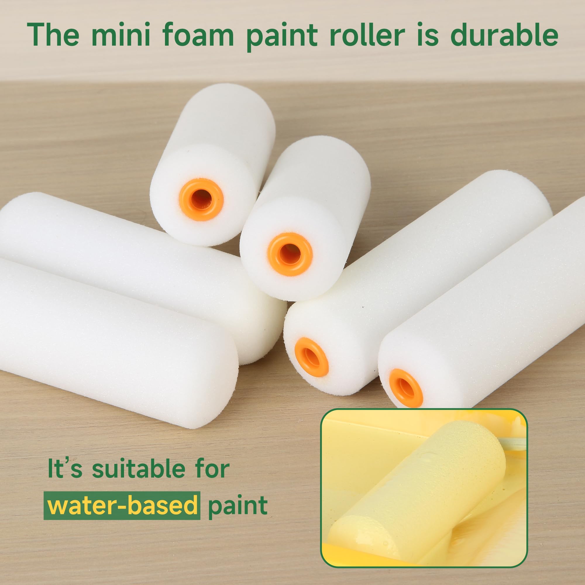 VOOMEY 4 Inch Mini Paint Roller Kit - Small Paint Roller with Frame & Tray for Furniture, Cabinets, Walls & DIY Projects - Perfect for Home Repair, Crafting & Delicate Painting Tasks