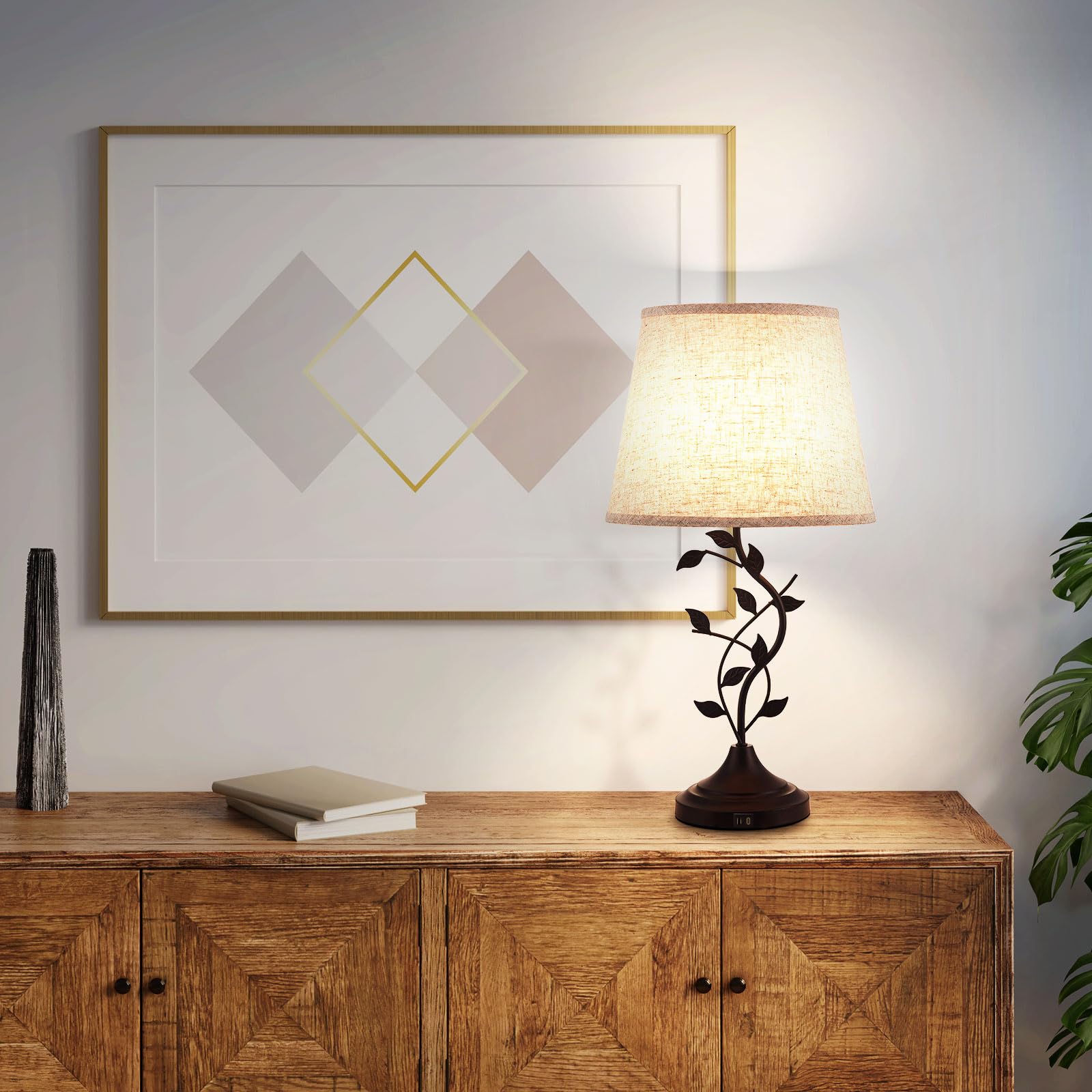 Kakanuo USB Charging Bedside Lamp - Retro Desk Lamp with USB-A & USB-C Ports, Nightstand Light for Bedroom & Living Room - Perfect for Reading, Working, and Creating Cozy Ambience