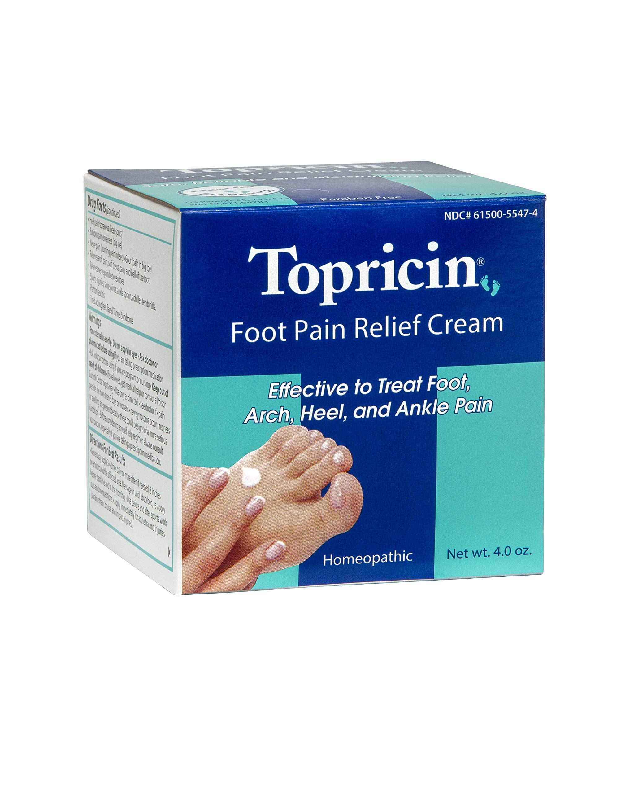 Topricin Foot Pain Relief Cream - Fast Acting Pain Relieving Therapy for Plantar Fasciitis, Neuropathy & Sore Feet - 4 oz Natural Arnica Formula - Perfect for Athletes, Runners & Daily Comfort