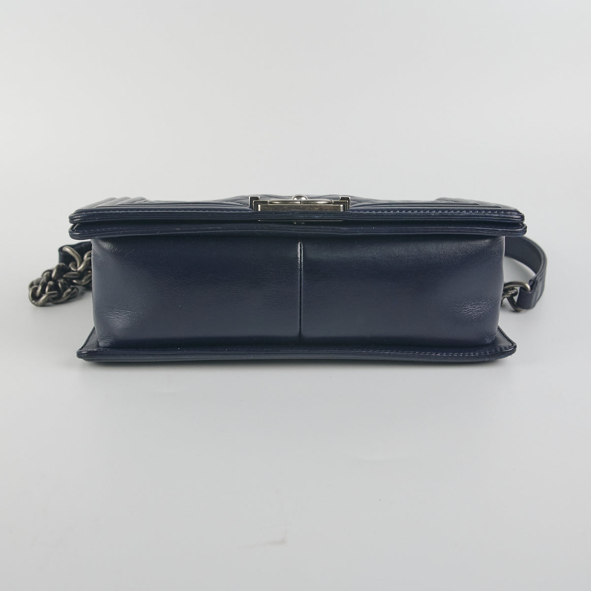 Chanel Boy Old Medium Lambskin Navy Blue Leather Handbag - Luxury Designer Shoulder Bag for Women, Perfect for Evening Parties & Special Occasions