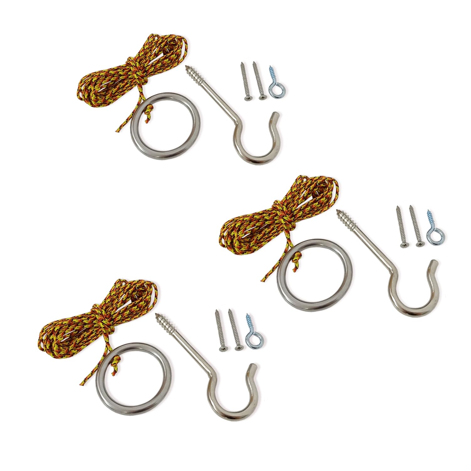 DIY Hook and Ring Toss Game Kit - Stainless Steel Ring, Durable Polyester Rope & Hardware for Backyard, Camping, and Party Fun