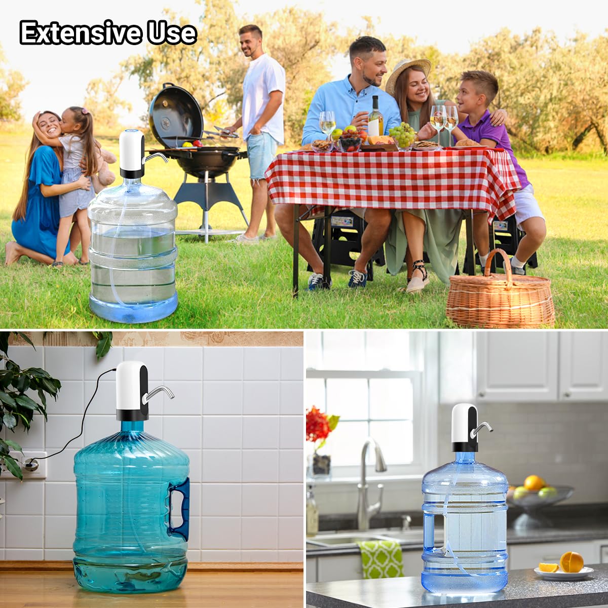 5 Gallon USB Rechargeable Water Bottle Pump - Automatic Electric Water Dispenser for 2.16