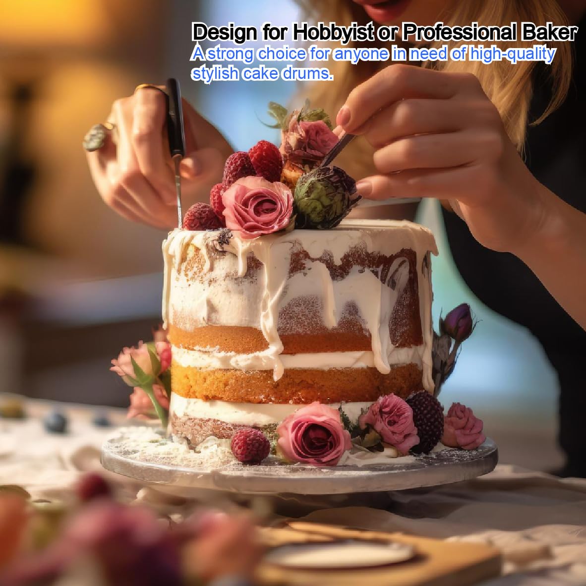 14 Inch Round Cake Drums - 6 Pack Greaseproof Cardboard Cake Boards in Gold, Black & White - Sturdy Base for Heavy/Tall Tiered Cakes - Perfect for Wedding, Birthday & Professional Baking Displays