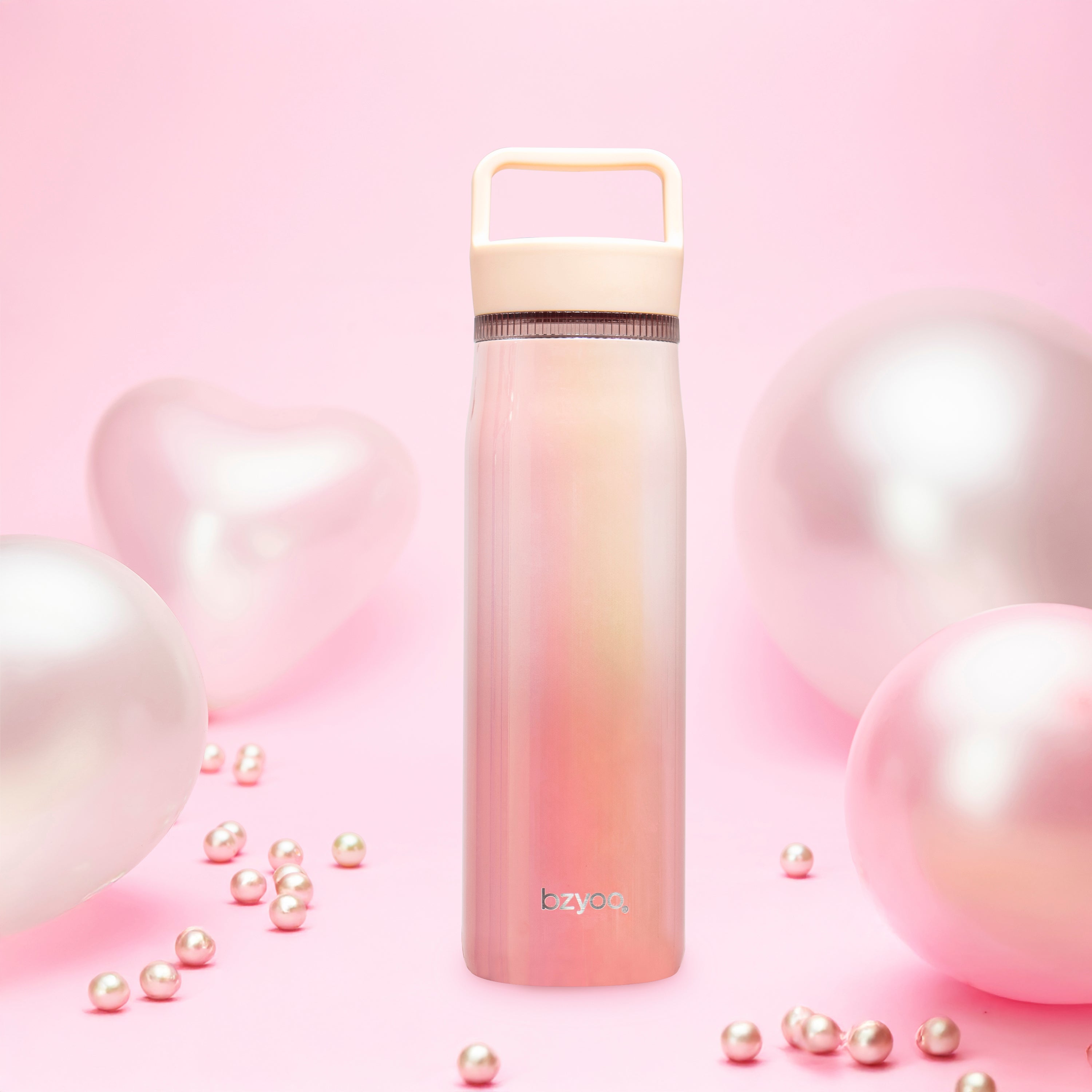 24oz Insulated Water Bottle with Clear Chug Lid - Aurora Iridescent Pink | Leakproof Stainless Steel Vacuum Flask for Gym, Hiking & Outdoor Activities