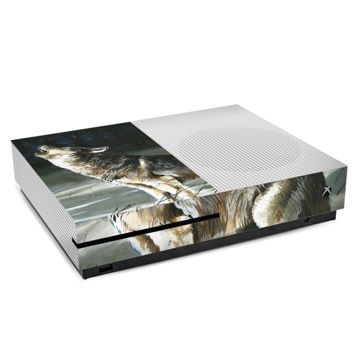 Microsoft Xbox One S Skin Sticker - Wolf Snow Camo Design | Protective Vinyl Decal for Gaming Console | Perfect for Gaming Setups & Gifts