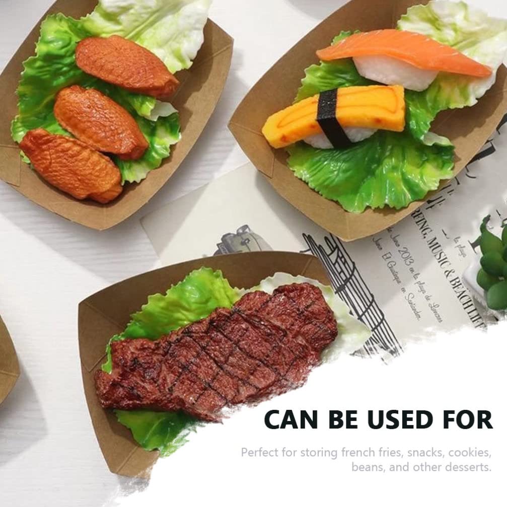 Disposable Kraft Paper Food Trays 50Pcs - Eco-Friendly Snack Serving Trays for Nachos, Fries, Hot Dogs | Perfect for Carnivals, Fairs, Festivals, Parties & Picnics | Sturdy Appetizer & Condiment Holder for Easy Outdoor Dining