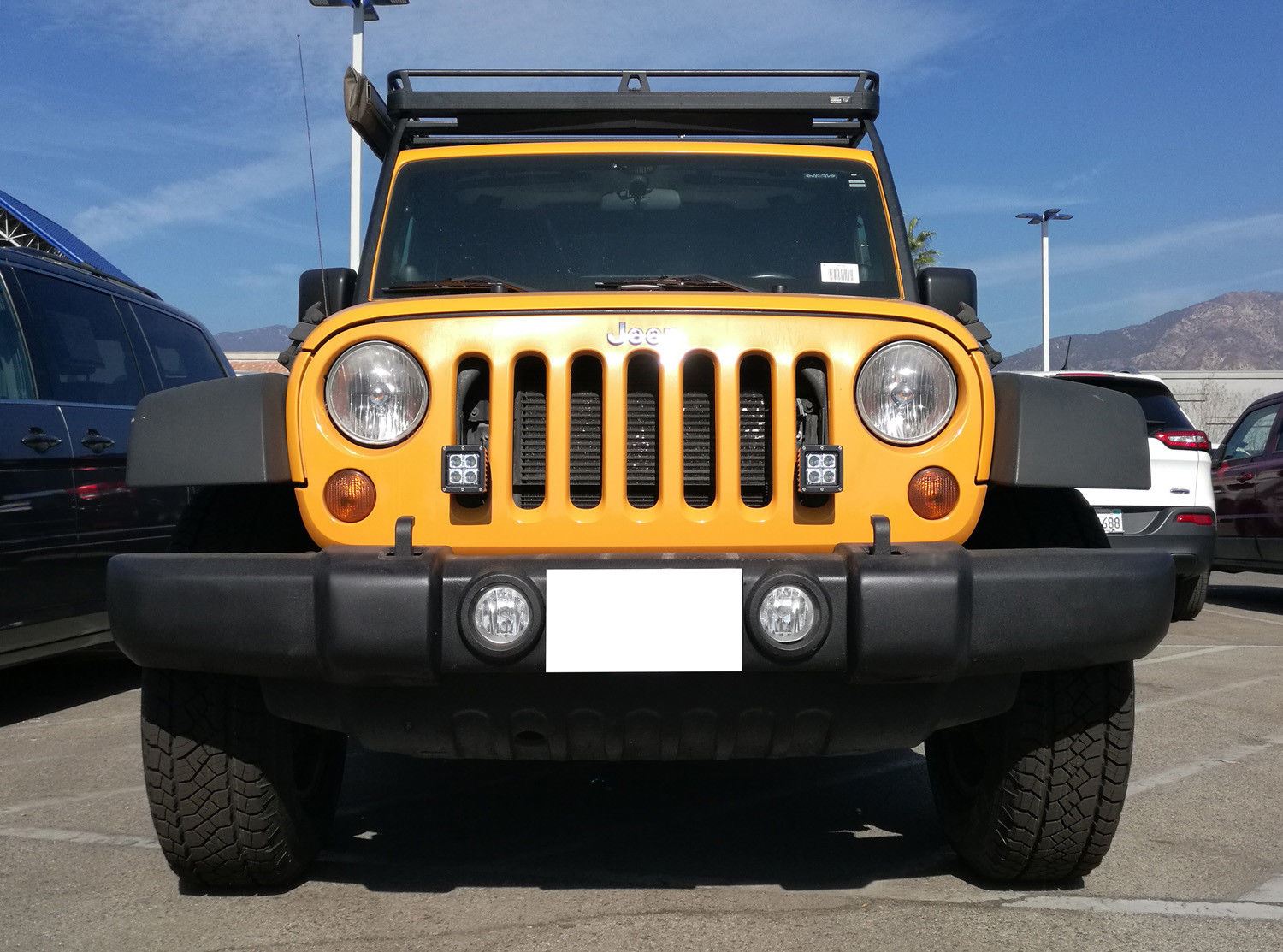 20W CREE LED Pod Driving Lights with Front Grille Mount & Wiring Kit - Compatible with Jeep Wrangler JK JL - Off-Road, Camping, Night Driving & Adventure Lighting