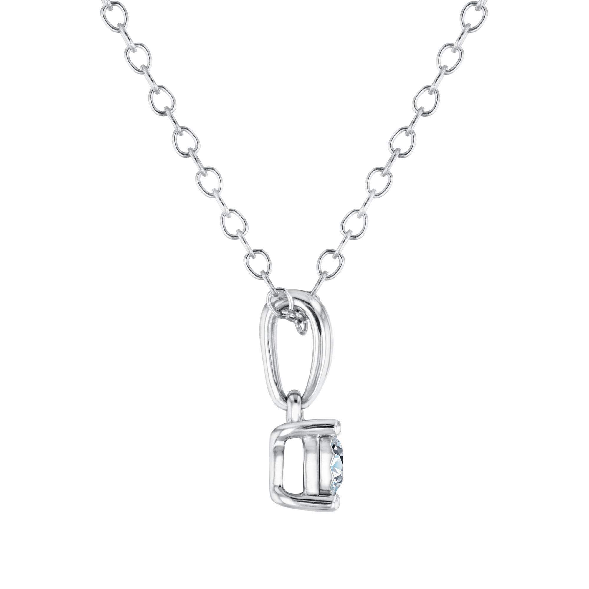 Endless Sparkle Round Diamond Solitaire Pendant Necklace for Women - 1/10 Carat Natural Diamond in Sterling Silver, 16-18 Inch Adjustable Cable Chain | Perfect for Anniversaries, Valentine's Day & Special Occasions
