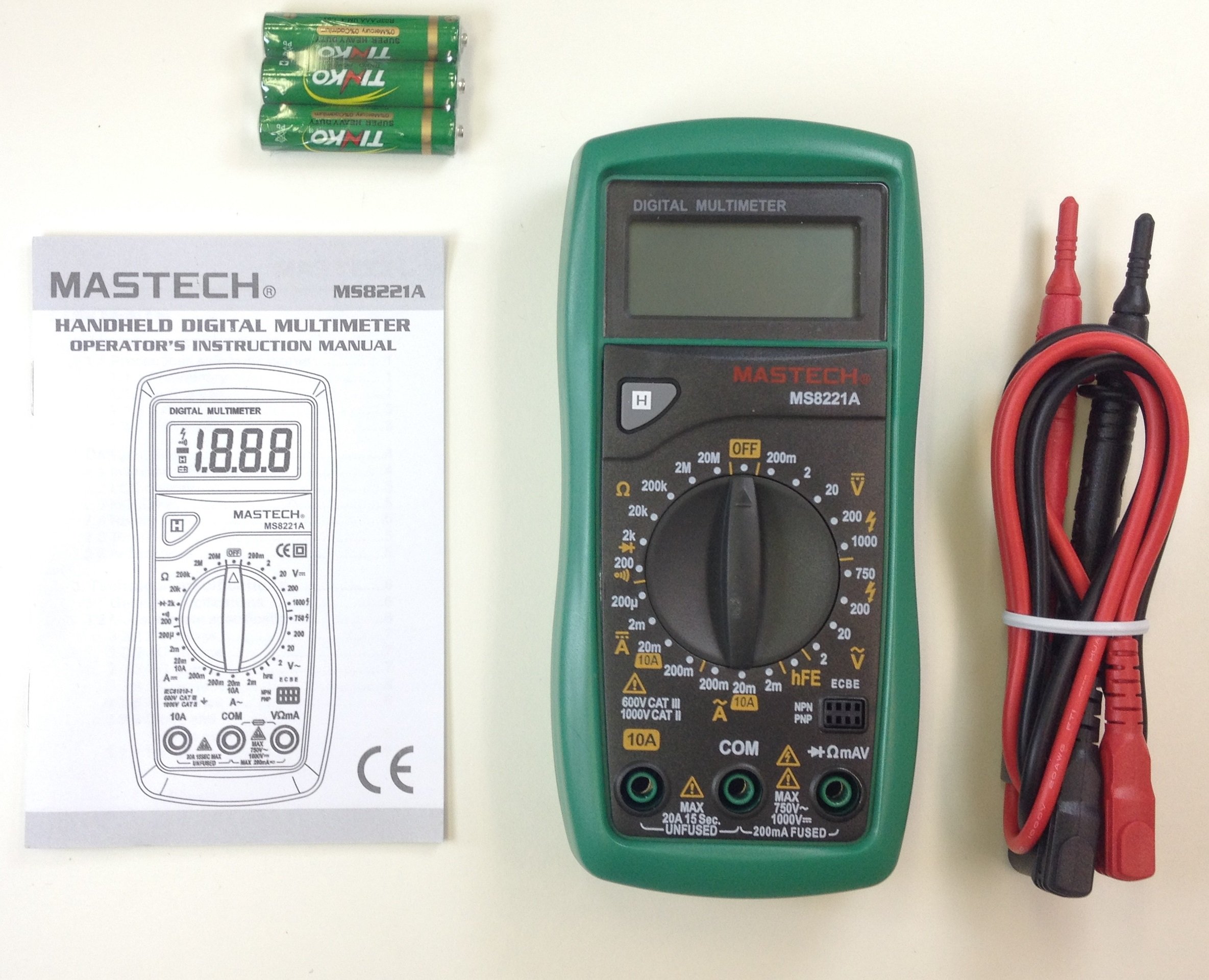 Mastech MS8221A Digital Multimeter - True RMS Auto-Ranging 6000 Counts, Measures AC/DC Voltage, Current, Resistance, Continuity - Perfect for Electricians, DIY & Home Repair