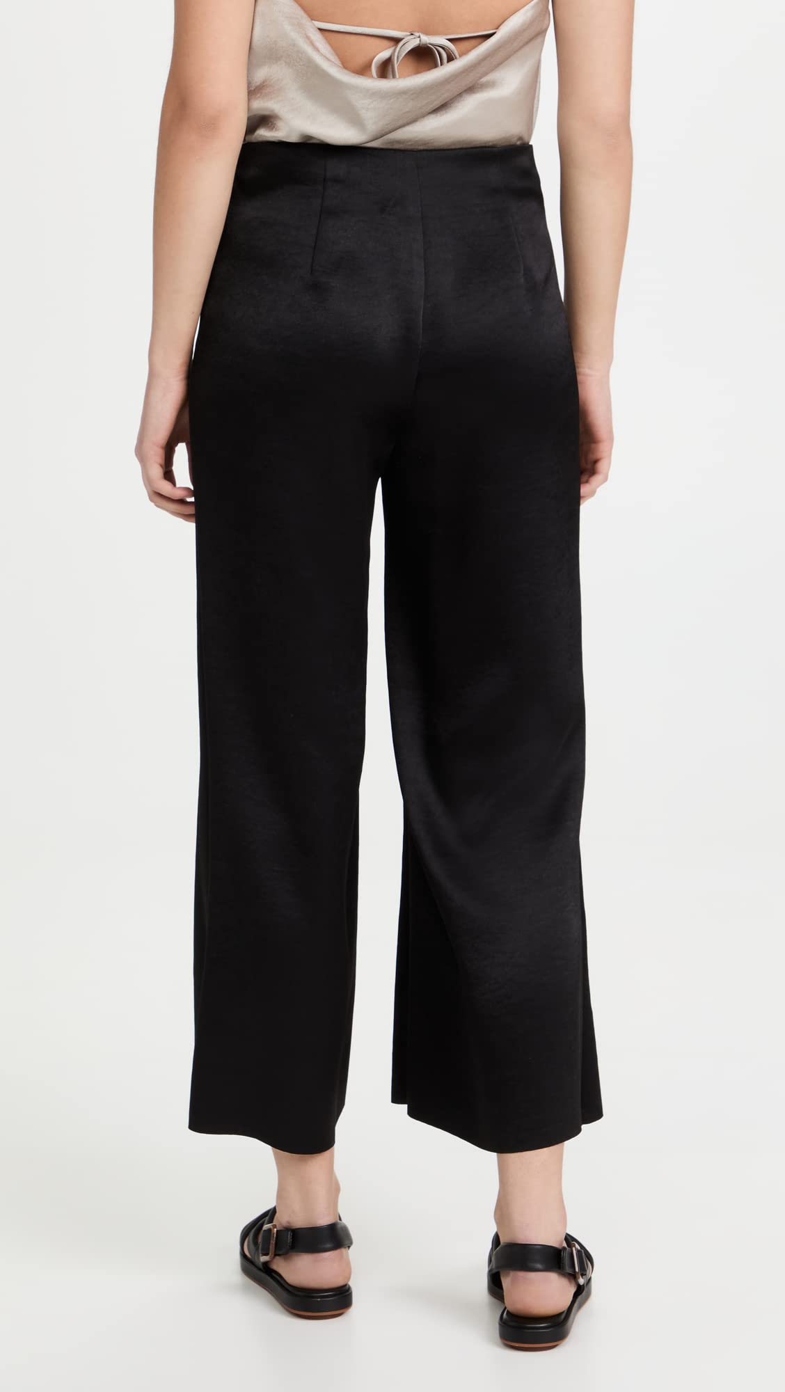 Vince Women's Satin Wide Leg Flare Pants - Elegant High Waist Palazzo Trousers for Work, Party & Evening Wear | Comfortable Stretch Fabric for Office, Dinner & Special Occasions