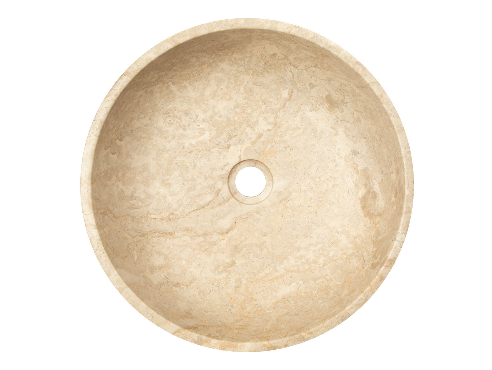 Gral Round Vessel Sink in Beige Marble - Modern Bathroom Vanity Sink for Powder Room, Master Bath & Spa Decor