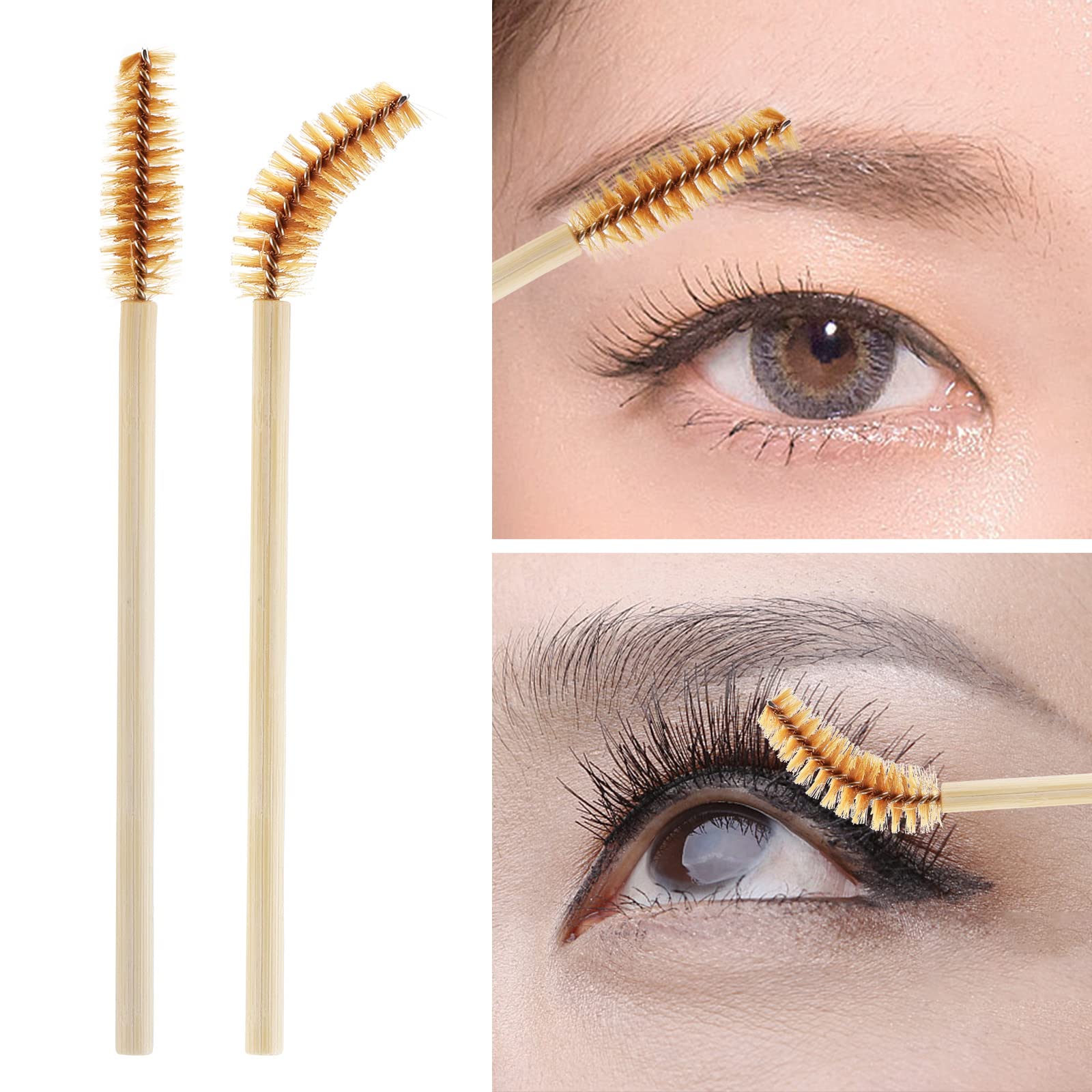 100 Pcs Disposable Bamboo Mascara Wands - Eyelash Extension Spoolie Brushes for Professional Makeup Kits, Eyebrow & Lash Applicator (Brown) - Perfect for Salon, Home Use & Travel Makeup Essentials