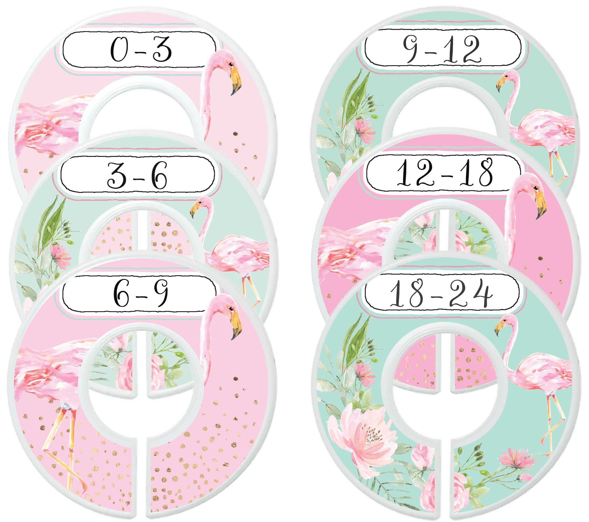 Floral Flamingo Baby Girl Closet Dividers - Nursery Organization for Newborn & Toddler Clothes - Perfect for Nursery, Baby Shower & Kids Room Organization