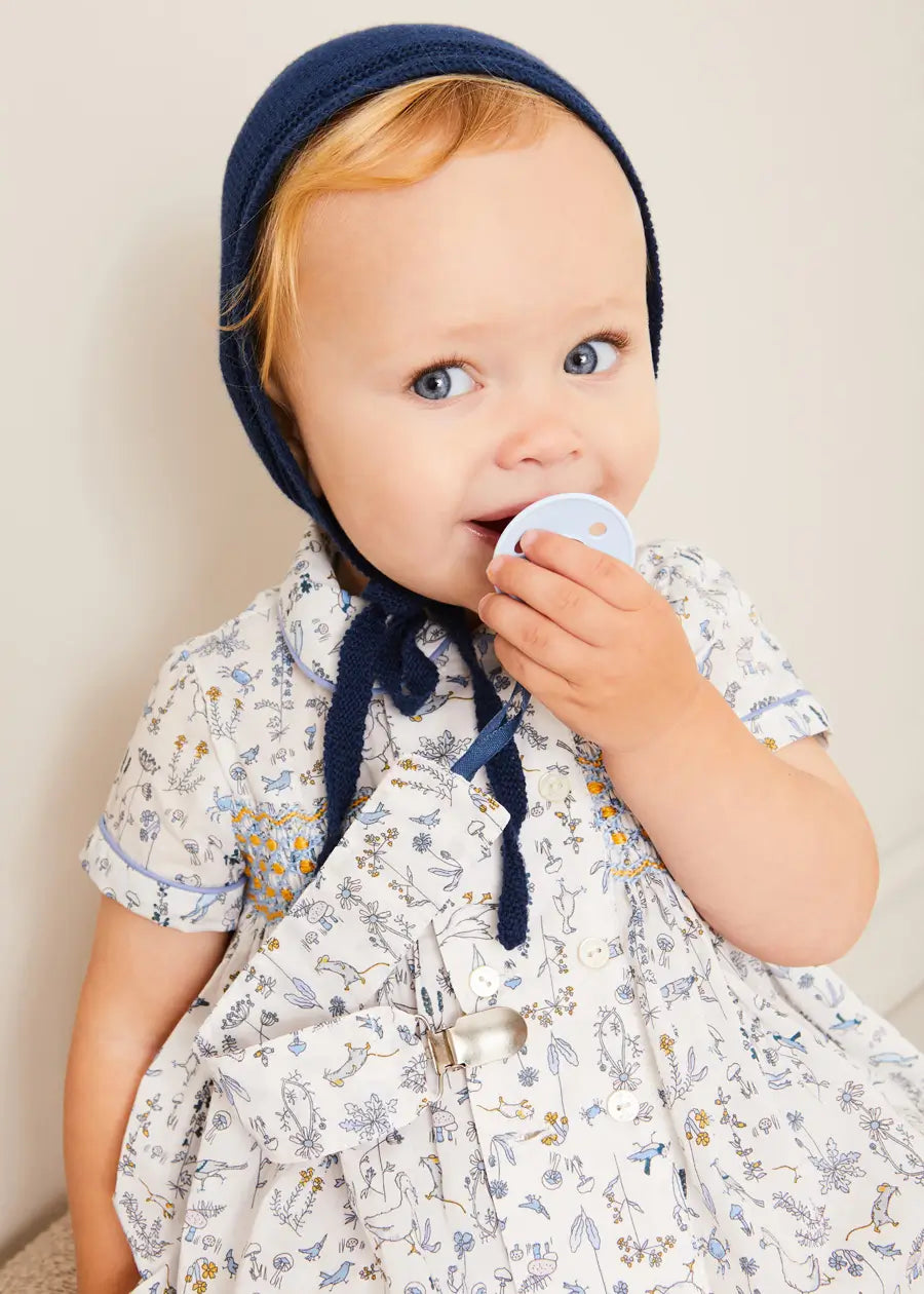 Ellis Liberty Print Hand Smocked Short Sleeve Baby Shirt - Blue Floral Cotton Top for Boys & Girls (6 Months to 4 Years) | Perfect for Spring Outfits, Family Photos & Special Occasions