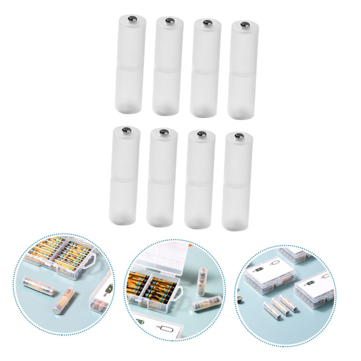 8-Piece PP Material Battery Case Holder & Converter Adapter Box - Durable Charger Storage Organizer for AA AAA Batteries | Perfect for Home, Office & Travel Use