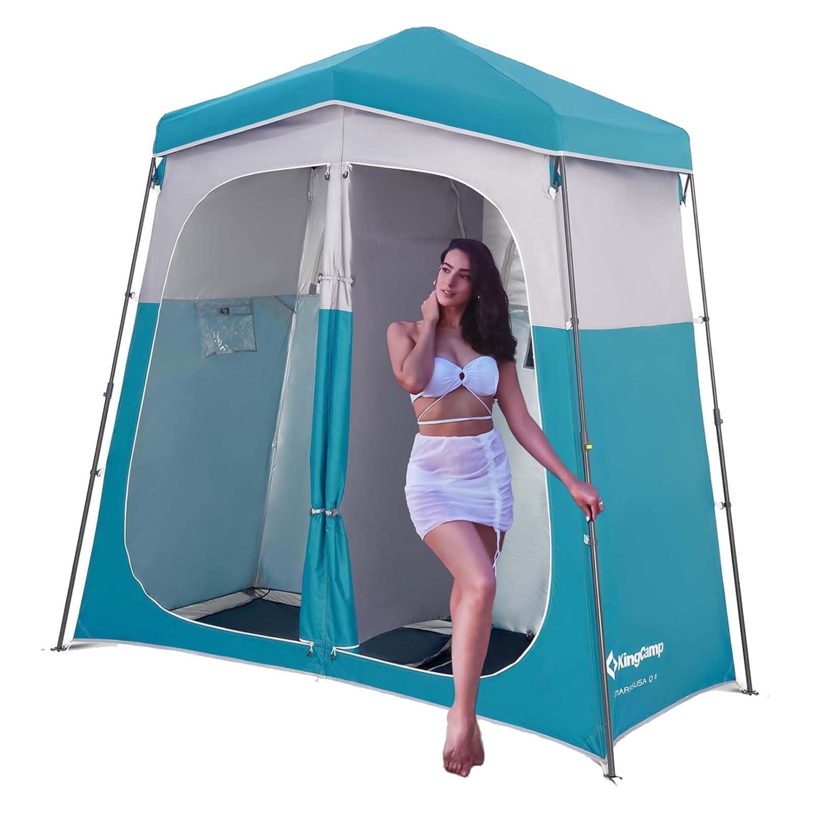 KingCamp Outdoor Shower Tent - Portable Pop Up Privacy Changing Room for Camping, Beach & Hiking | Water Resistant & Windproof 1 or 2 Room Bathroom Shelter | Perfect for Outdoor Showers, Changing Clothes & Toilet Privacy at Campsites