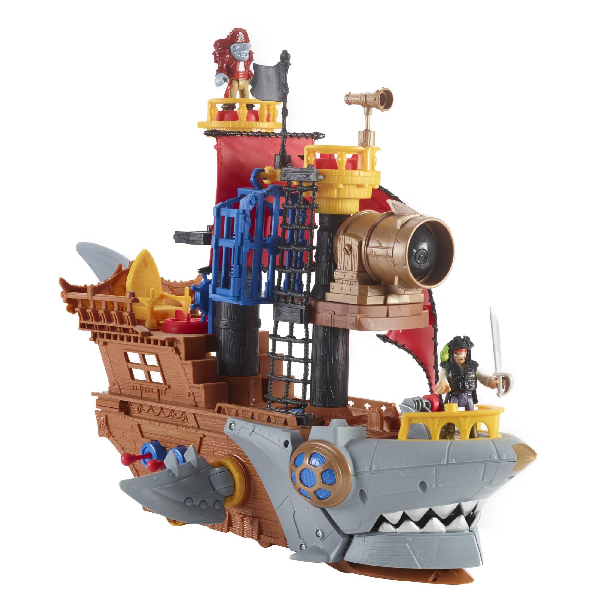 Fisher-Price Imaginext Shark Bite Pirate Ship Toy Playset with 3 Pirate Figures & 20+ Accessories - Interactive Battling Boat for Kids Ages 3-8 - Perfect for Imaginative Play, Birthday Gifts & Preschool Learning