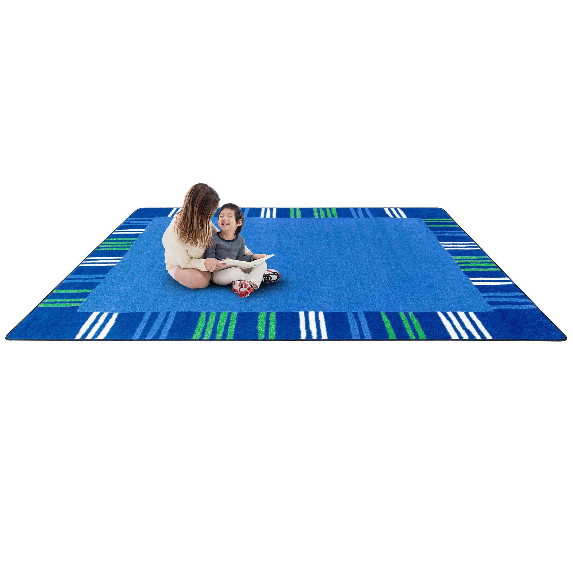 Joy Carpets Kid Essentials Seeing Stripes Area Rug in Seaglass Color, 7'8
