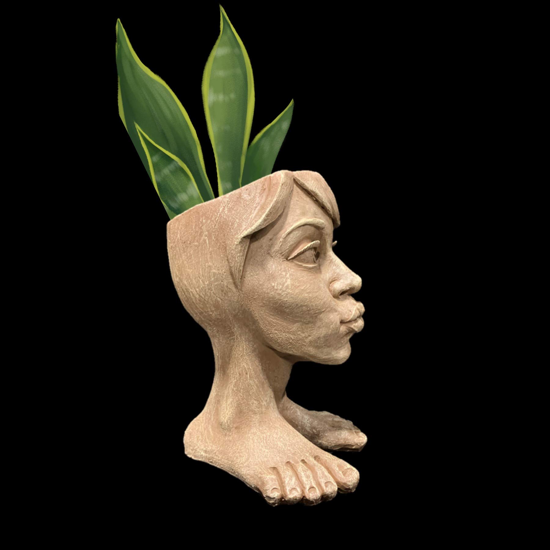 Tia Maria Planter Face Pot - Stone Wash Finish Garden Statue for Patio Decor, Outdoor & Indoor Plant Holder - Perfect for Home Garden, Porch, and Backyard Landscaping