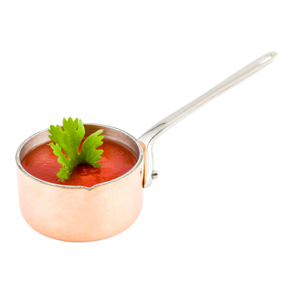 2 oz Copper Stainless Steel Mini Sauce Pan with Easy Pour Lip - 5 x 2.25 x 2 Inches - Perfect for Melting Butter, Heating Syrup & Small Portion Cooking (1 Count)