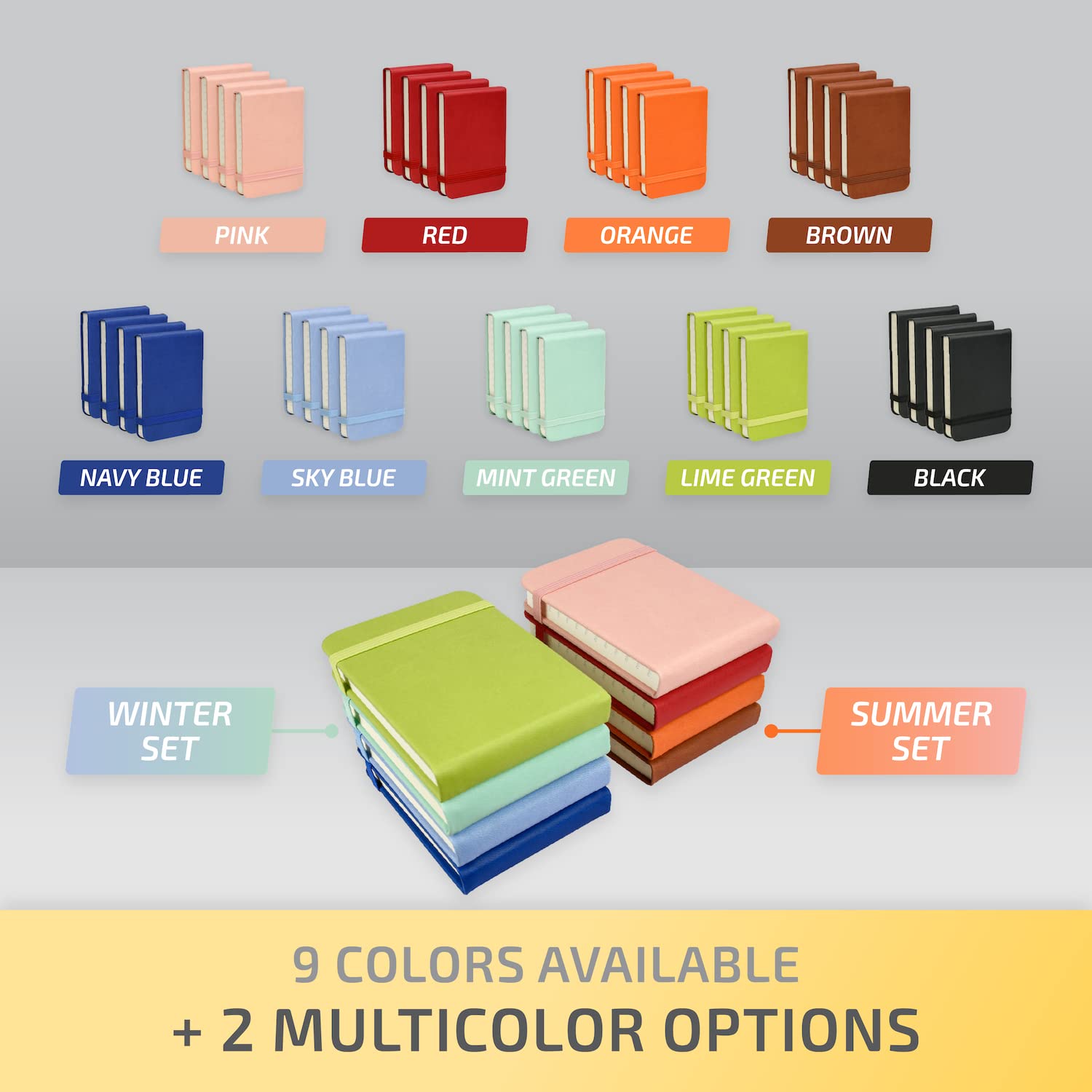 Mini Pocket Notebook 3x4 Inches - A7 Leather Hardcover Small Notepad with Elastic Band & Tear-Off Sheets - 4 Pack Tiny Notepad Set for Nurses, Journaling, Travel & Quick Notes (Lime Green)