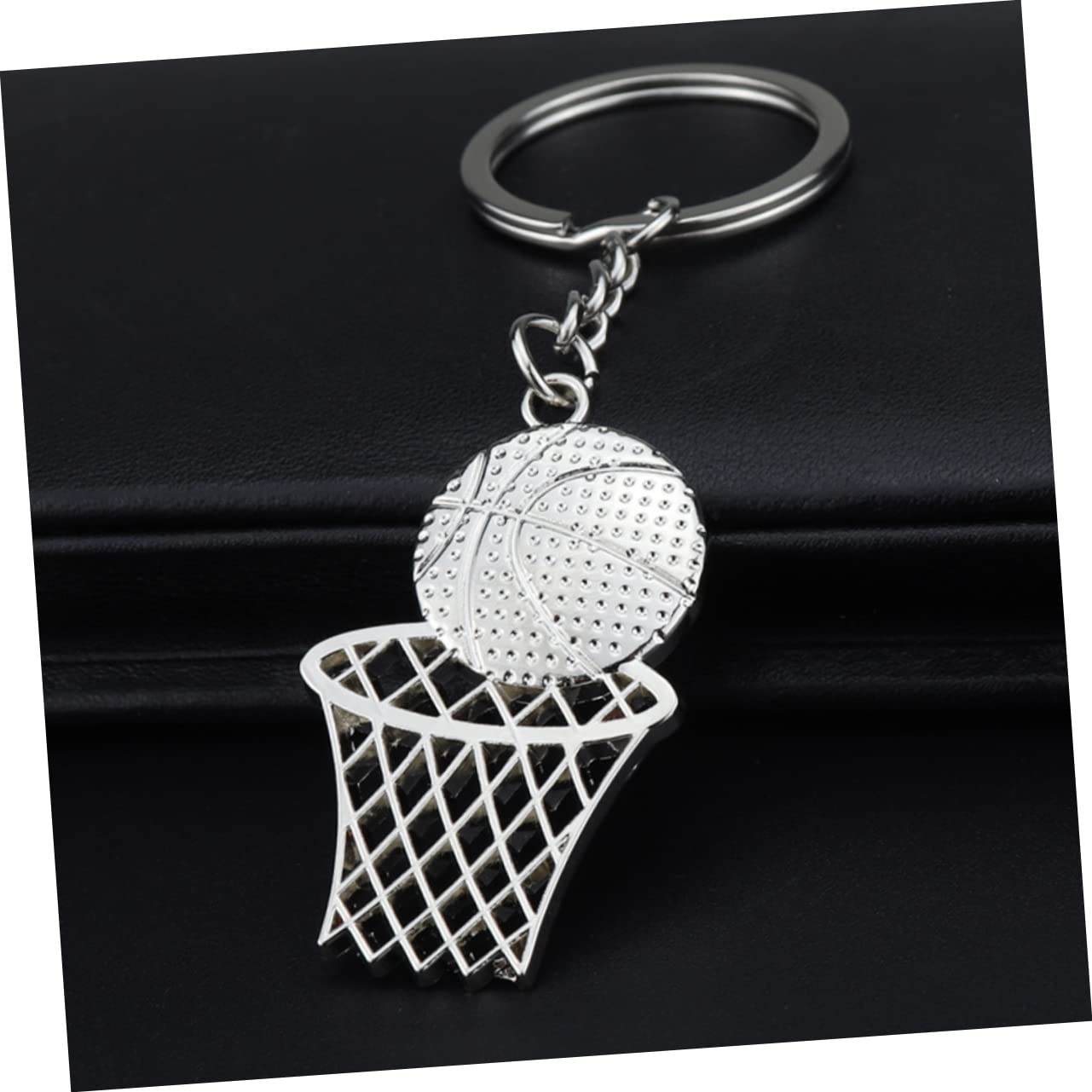 BIUDECO Unique Basketball & Net Frame Pendant Keychain - 4 Pack Stainless Steel Key Holder for Car Keys, Bag Decor & Gifts - Perfect for Sports Fans, Car Enthusiasts & Everyday Use