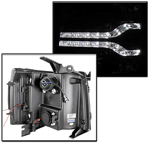 Black LED DRL Projector Headlights for 2007-2013 Chevy Silverado - 6.25