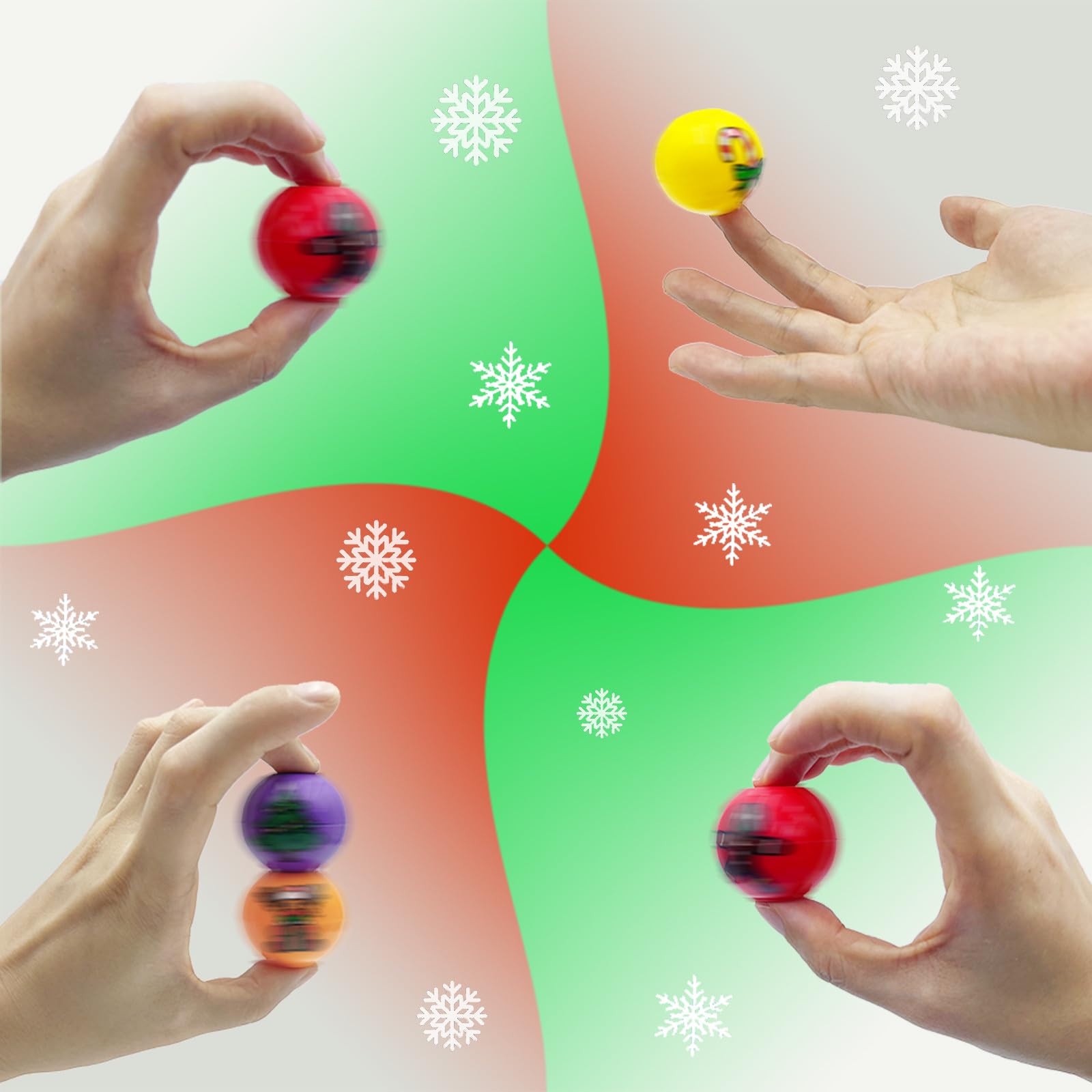24 Pcs Christmas Mini Fidget Spinners Ball Toys for Kids & Adults - Stress Relief Sensory Toys for Stocking Stuffers, Pinata Fillers, Party Favors, Classroom Rewards & Holiday Gifts (Great for ADHD, Anxiety & Focus)