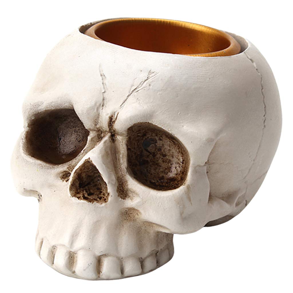Gothic Skull Tealight Holder - Halloween Candle Holder for Table Decor, Home Party & Gothic Decorations - Unique Skull Candle Stand for Spooky Ambiance