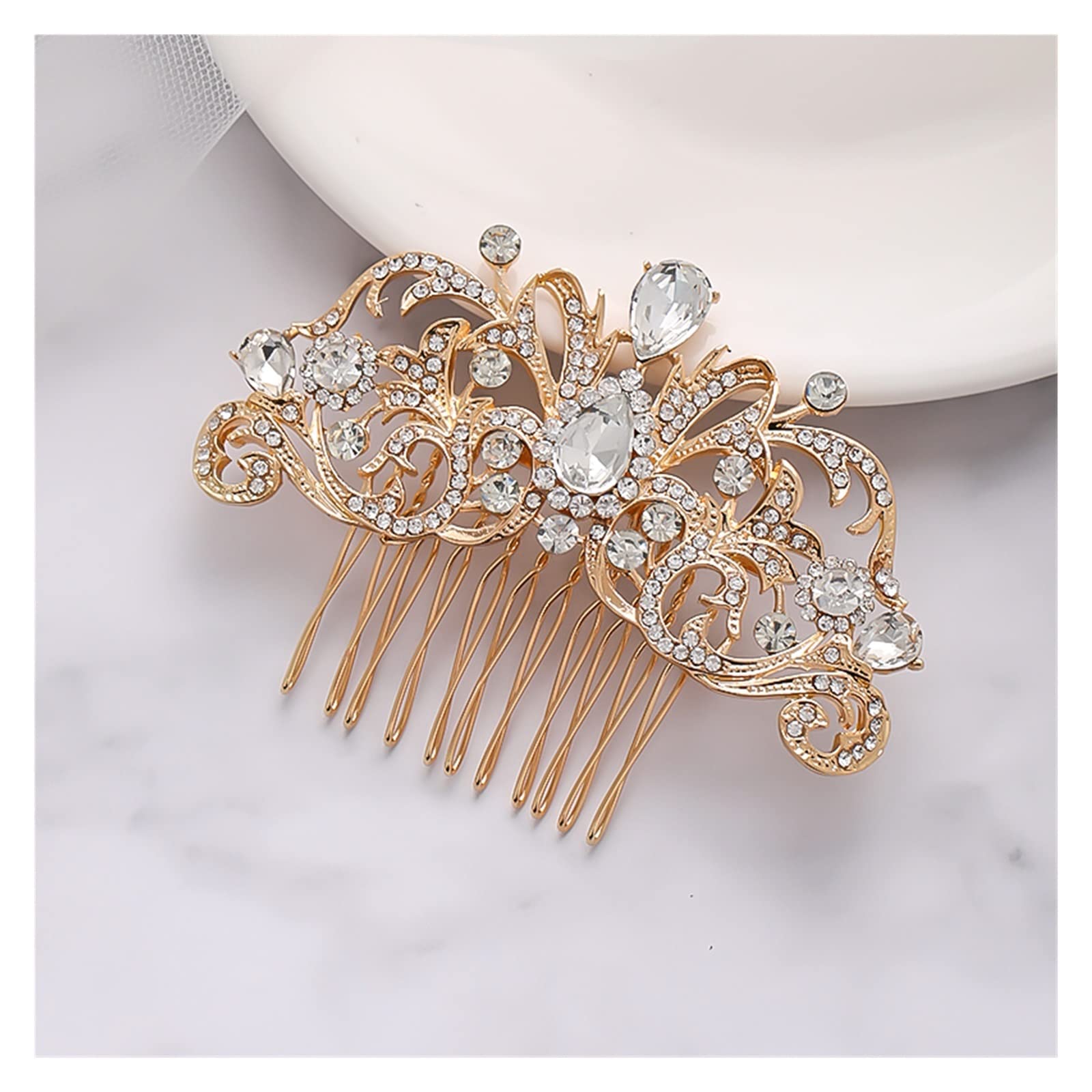 BREFER RHAIYAN Rhinestone Hair Clips for Women - Rose Gold Crystal Bridal Hair Accessories, Wedding Hair Jewelry & Hair Comb - Perfect for Brides, Prom, Parties & Special Occasions