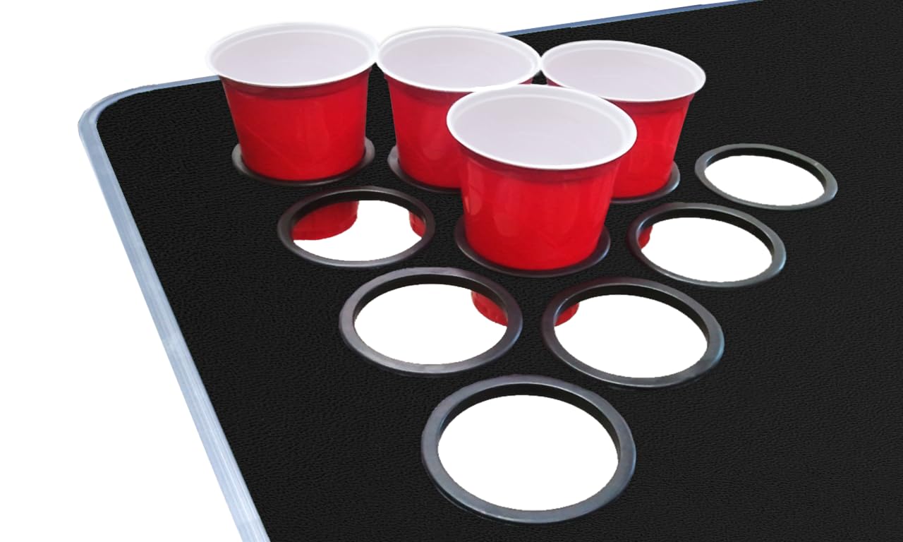 8-Foot Folding Portable Beer Pong Table with LED Lights & Cup Holders - Denver Broncos Football Field Design | Perfect for Tailgating, Parties & Outdoor Games