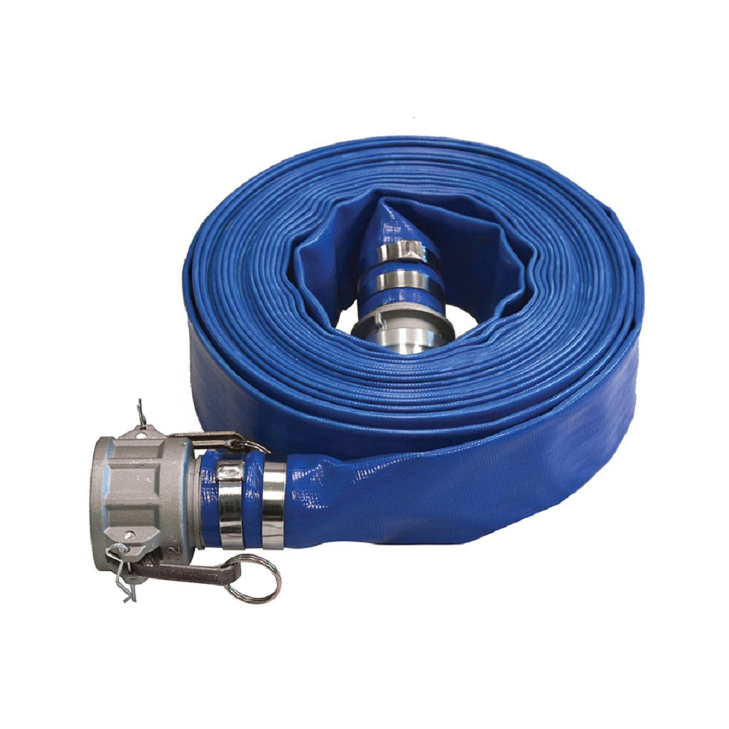 G971 300CE50 3 Blue Water Pump Discharge Hose Kit - 50 Feet Heavy Duty Flexible Garden Hose for Irrigation, Drainage & Water Transfer - Perfect for Farms, Construction Sites & Emergency Flood Control