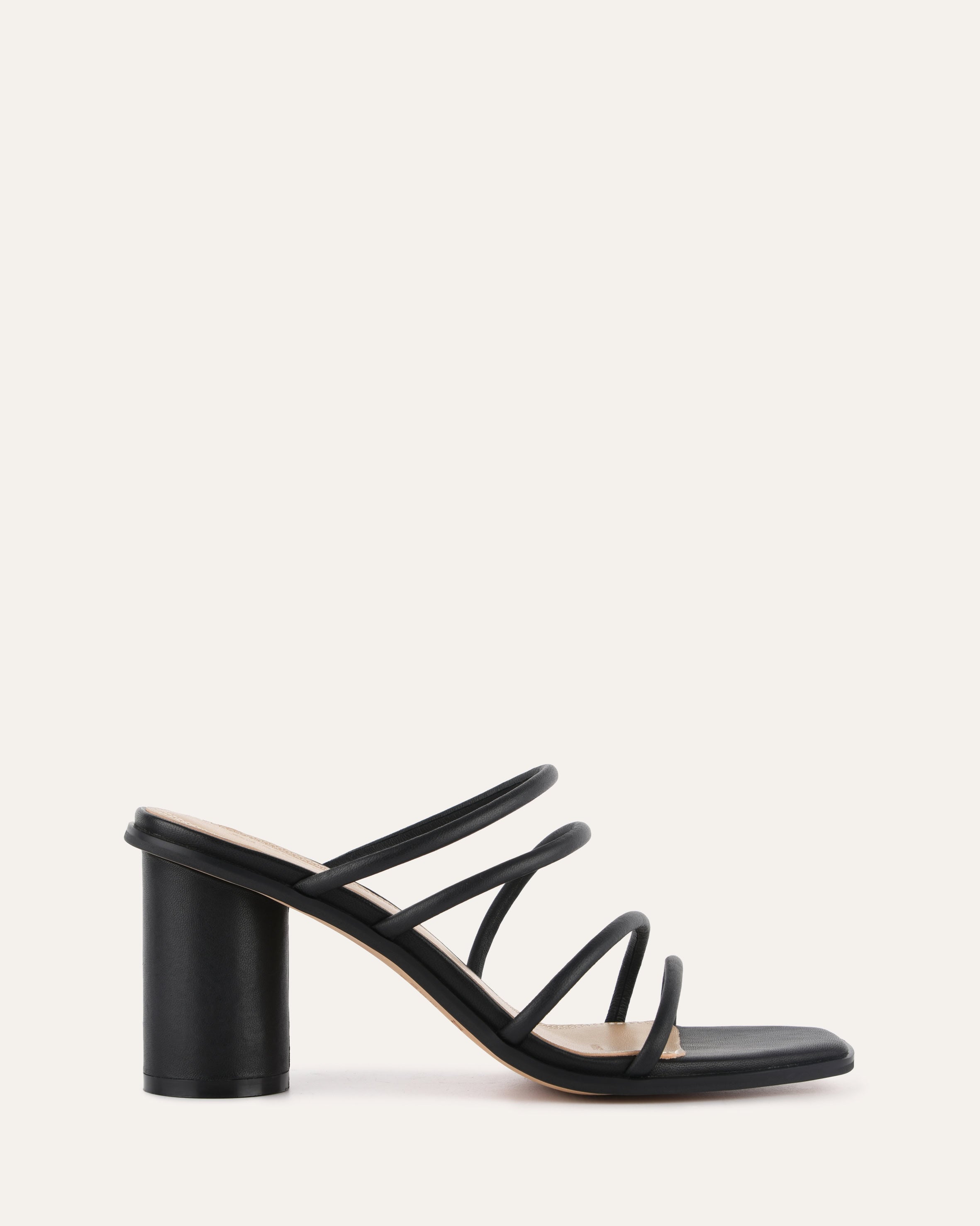 NAOMI Black Leather Mid Heel Sandals for Women - Comfortable & Stylish Summer Dress Shoes for Weddings, Parties & Office Wear