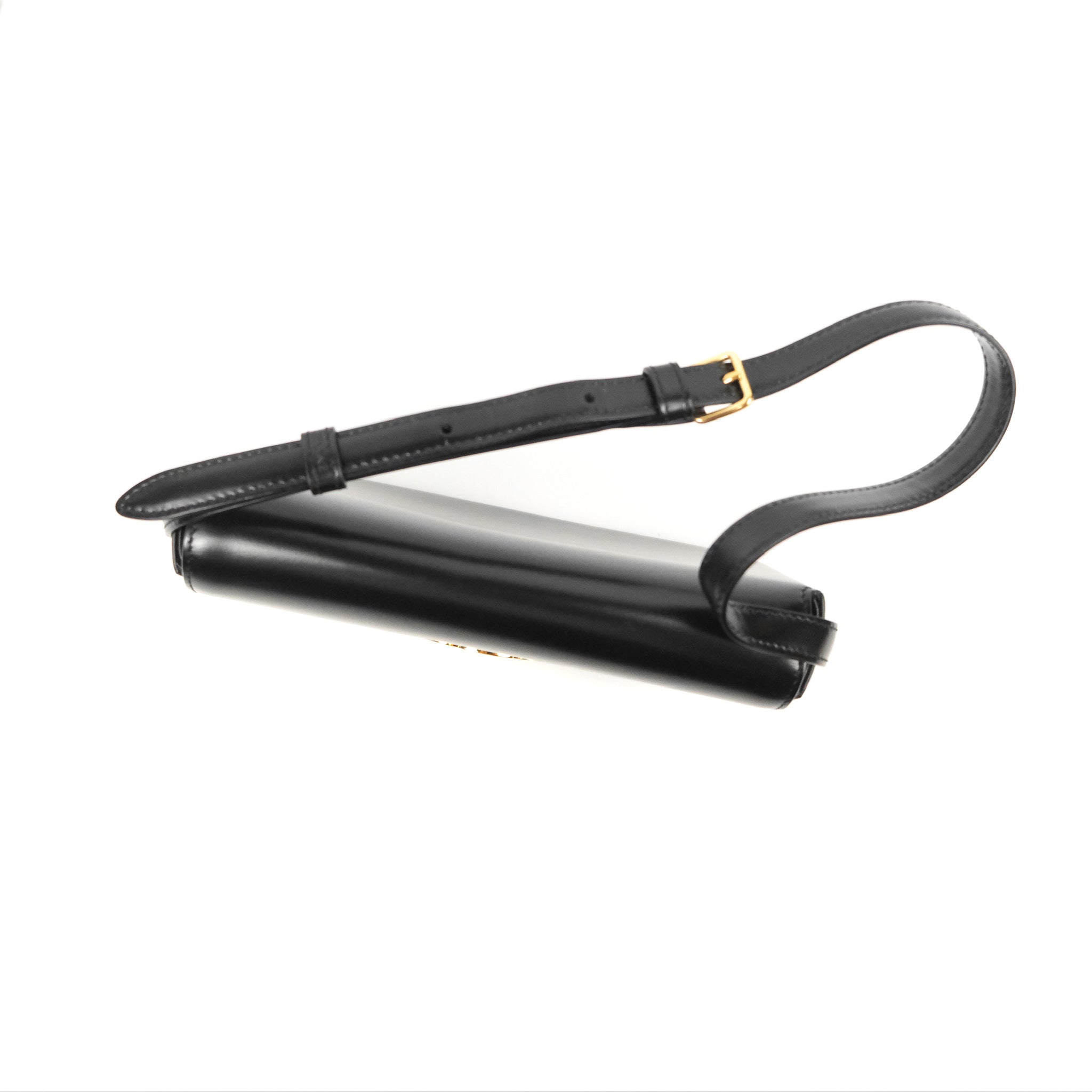 Celine Triomphe Shoulder Bag in Black Calfskin Leather - Luxury Crossbody Purse for Women, Perfect for Work, Travel & Evening Events