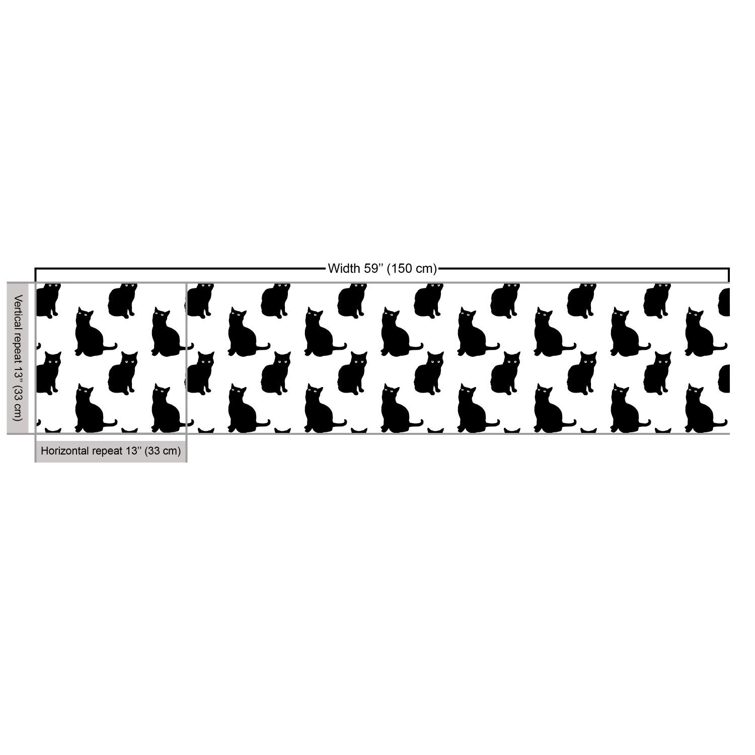 Ambesonne Black Cat on White Fabric by The Yard - Playful Friendly Animal Print Upholstery Material for Sofa, Curtains & Home Decor (5 Yards) - Perfect for Pet Lovers' Living Room & Bedroom Decorations