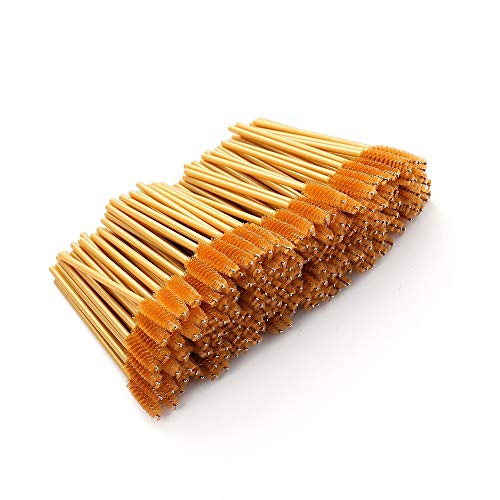 LASSKY 200Pcs Disposable Eyelash Brushes - 4 Colors Bendable Mascara Wands for Eyelash Extensions & Makeup Application | Perfect for Salon Professionals & DIY Beauty at Home (Orange)
