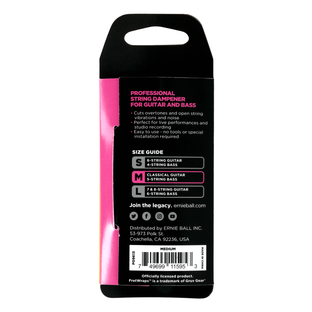 Ernie Ball Gruv Gear Fretwrap Medium - Guitar String Muting Tool for Smooth Playing | Perfect for Recording, Practice & Live Performances