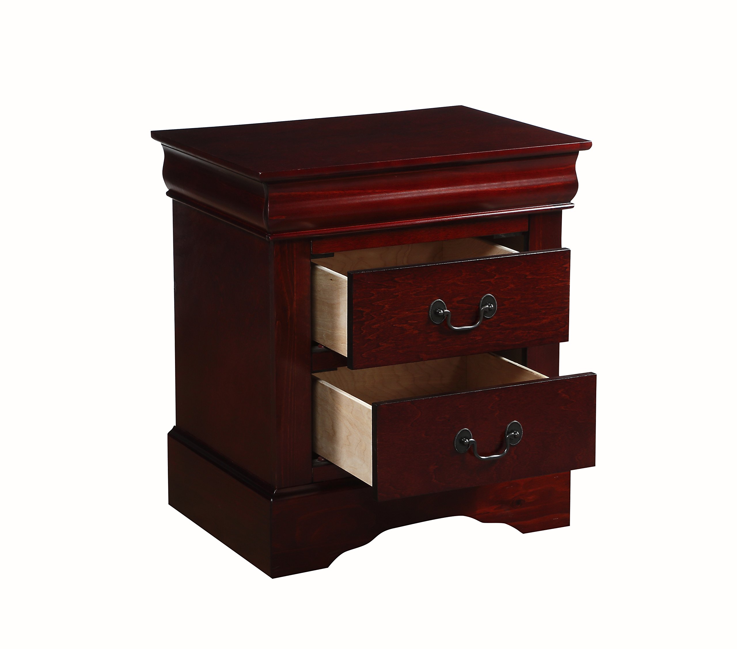 Mid Century Modern Solid Wood Nightstand with 2 Drawers - Rustic Cherry Bedside Table for Bedroom & Living Room - Compact Dresser for Small Spaces, Home Decor & Storage Solution