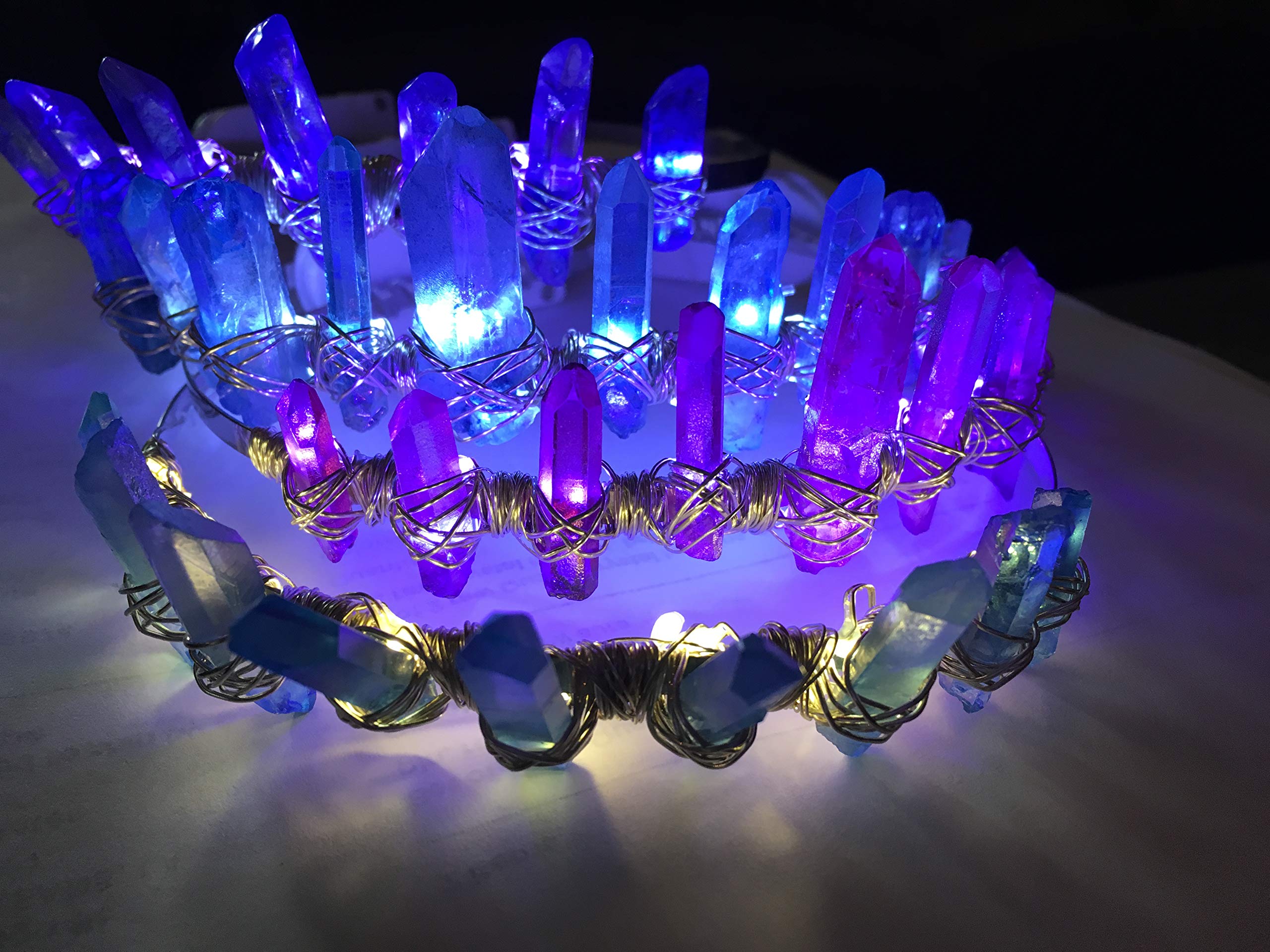Purple LED Crystal Crown - Elegant Light Up Headpiece for Women & Girls | Perfect for Parties, Raves, Concerts & Cosplay