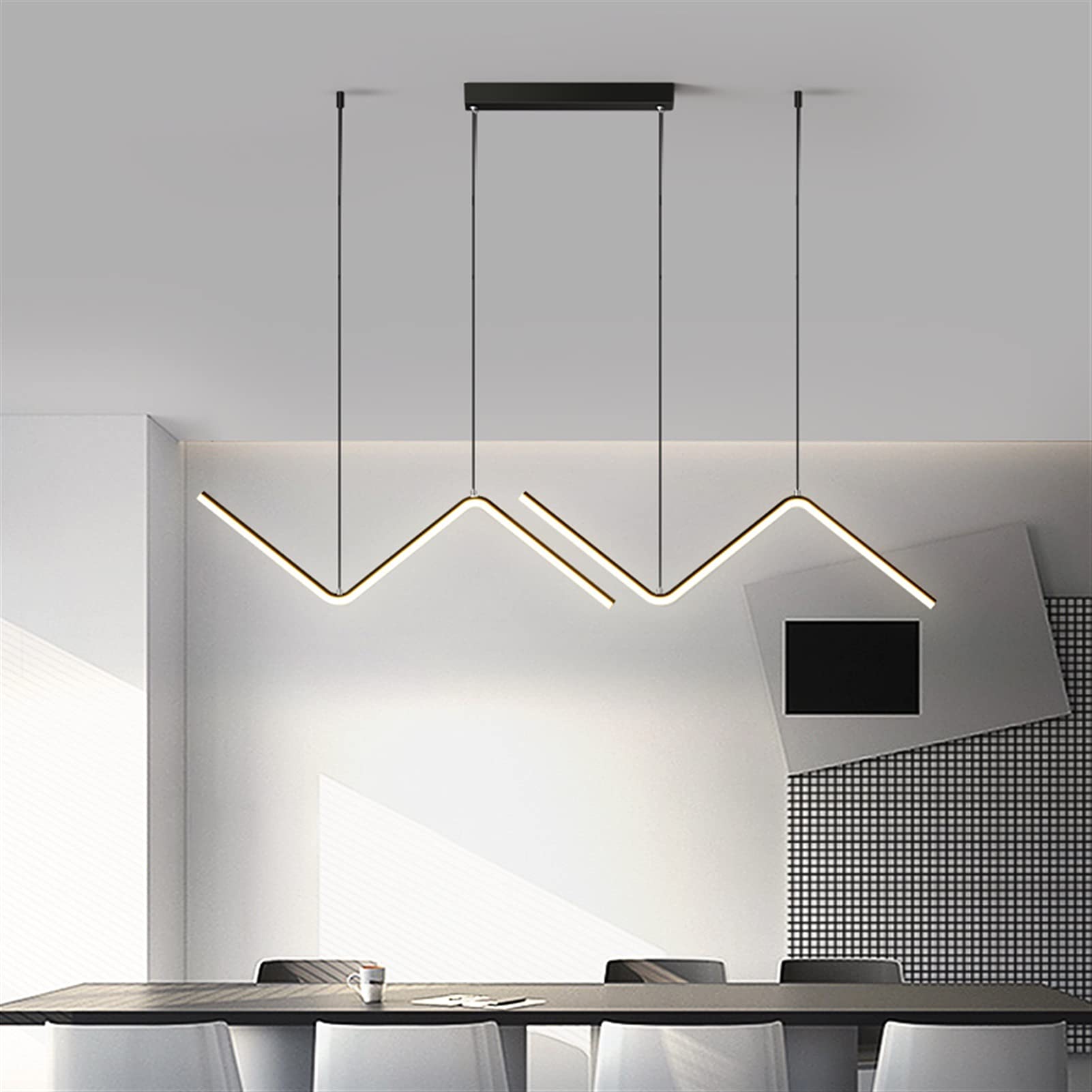 Modern LED Chandelier Lighting - Minimalist Nordic Gold Line Pendant Light for Living Room, Bedroom, Kitchen | Creative Art Wall Suspension Fixture | Energy-Efficient Dimmable Ambient Lighting for Dining Areas, Hallways & Home Decor