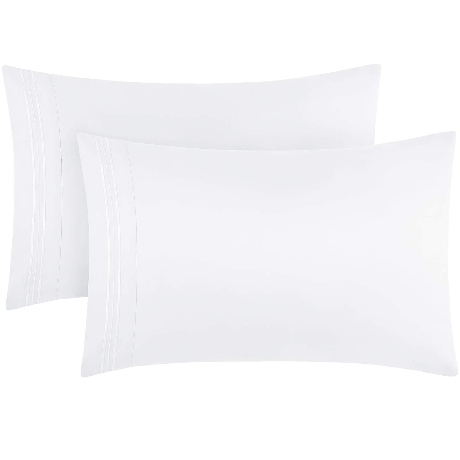 Luxury Brushed Microfiber Pillowcase Set - 2 King Size Wrinkle & Fade Resistant Bedding - Soft Breathable Pillow Covers for Hotel Style Comfort (White, 48-Pack) - Perfect for Home, Guest Rooms & Airbnb Stays