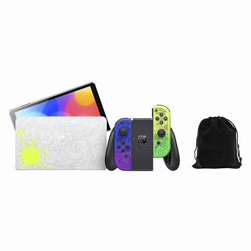Nintendo Switch OLED Model Splatoon 3 Special Edition - Splatoon Themed Controller & Dock (Japanese Version, US Compatible) with Storage Pouch - Perfect for Gaming Enthusiasts & Splatoon Fans