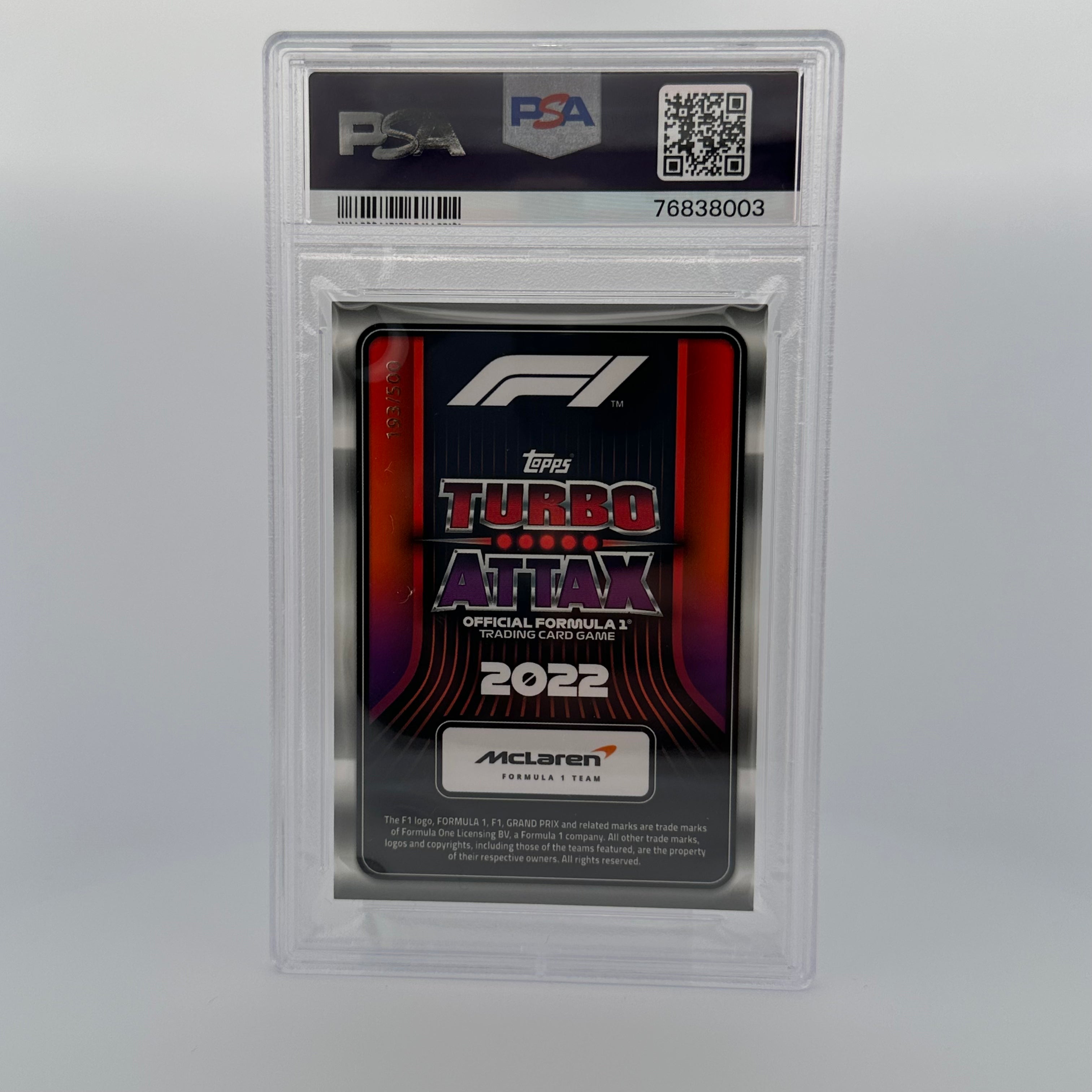PSA 9 193/500 MCLAREN TEAM #37 MIRROR GREEN Trading Card - Rare Collectible for Sports Memorabilia & Racing Fans - Perfect for Display, Investment, and Trading Card Collections