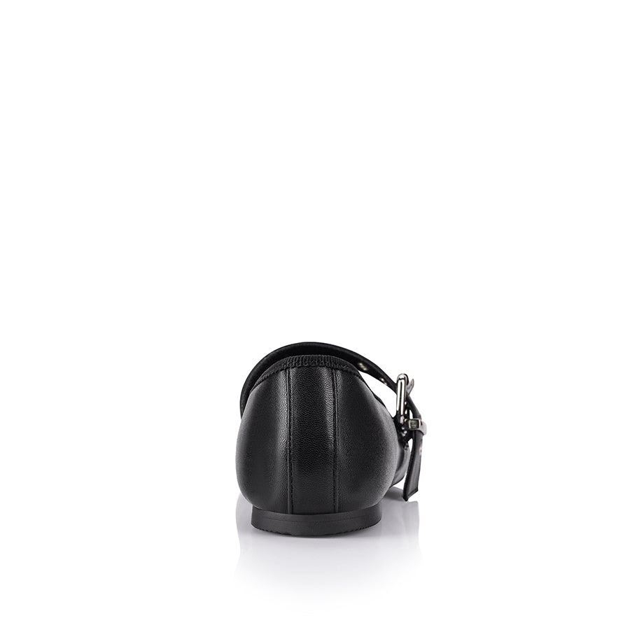 Banks Buckled Mary Jane Flats for Women - Comfortable Black Leather Ballet Shoes for Work, Casual & Dressy Occasions