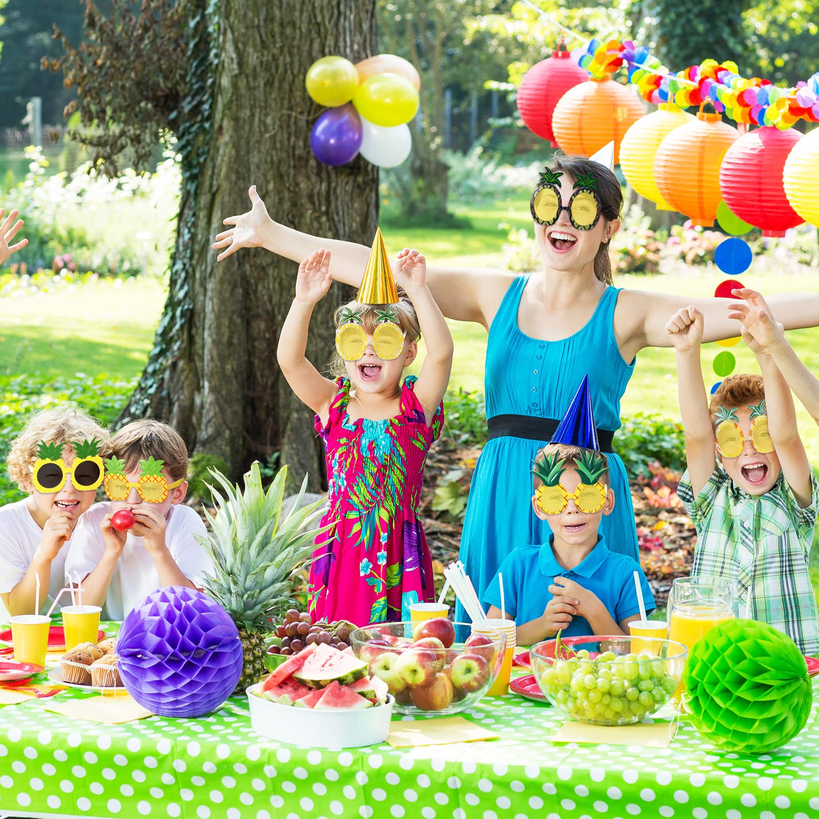 6 Pairs Pineapple Sunglasses - Tropical Fruit Shaped Novelty Glasses for Hawaiian Luau, Summer Beach Party & Pool Accessories - Perfect for Themed Events, Vacation Photos & Fun Gifts