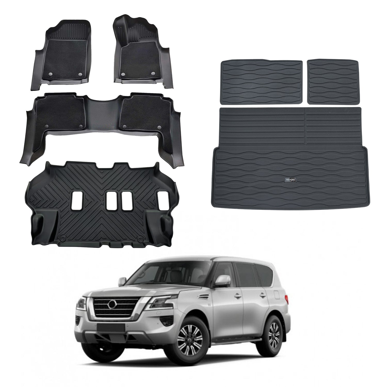Premium Double Layer All-Weather Car Floor Mats for Nissan Patrol Y62 (2012-2024) - Heavy Duty Protection for Mud, Snow & Spills - Perfect for Off-Road Adventures & Daily Commutes