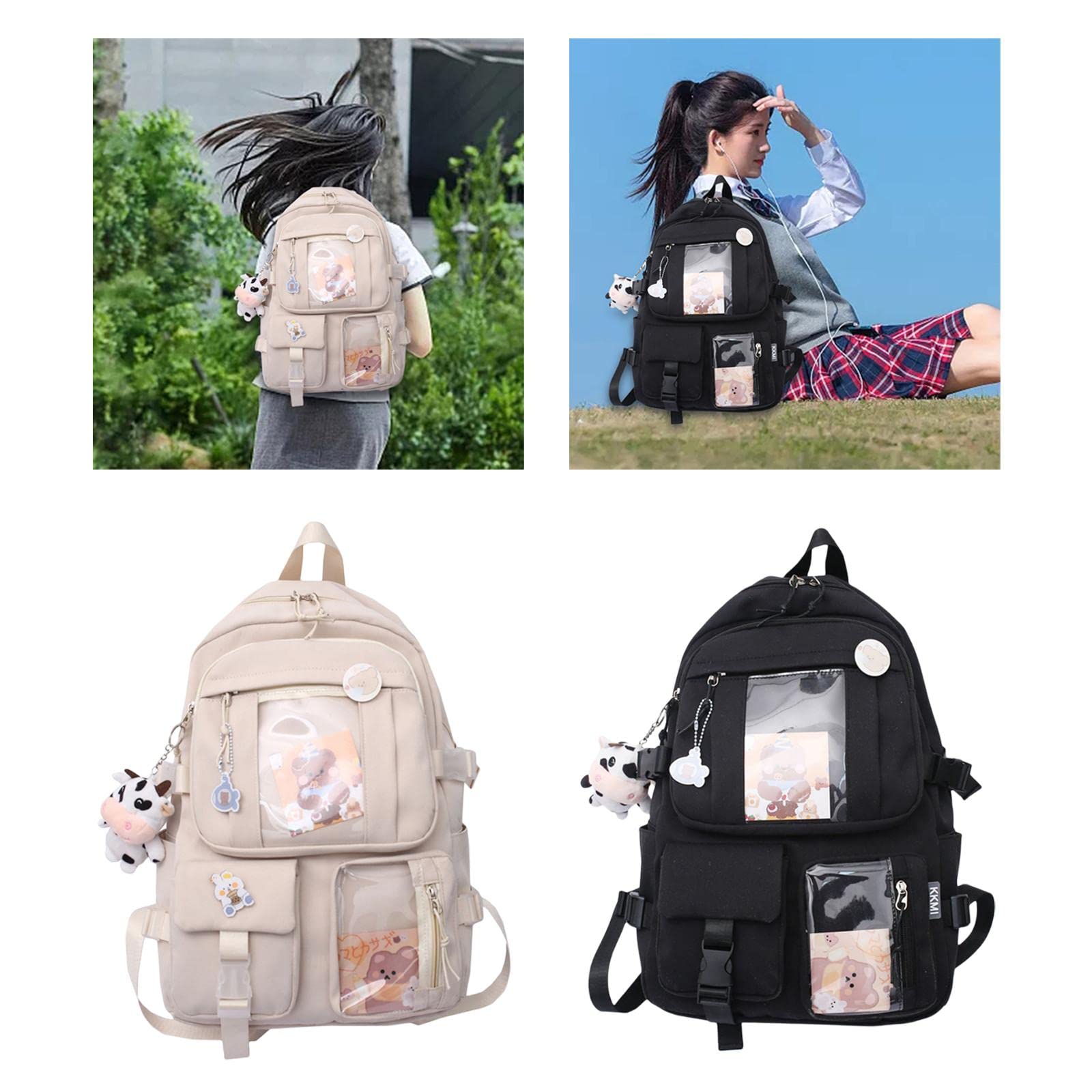 ATORSE® Kawaii Anime Backpack for Women & Girls - Cute Anti-Theft School Bag, Travel Backpack in White | Perfect for School, College, Travel & Cosplay